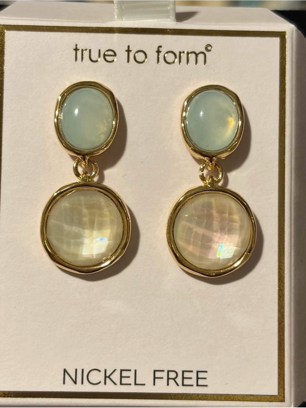 True to Form Opalescent Gold Drop Earrings